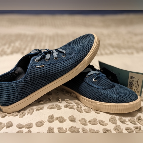 TOMS Carmel Sneakers Atlantic Blue Corduroy - Picture 1 of 3